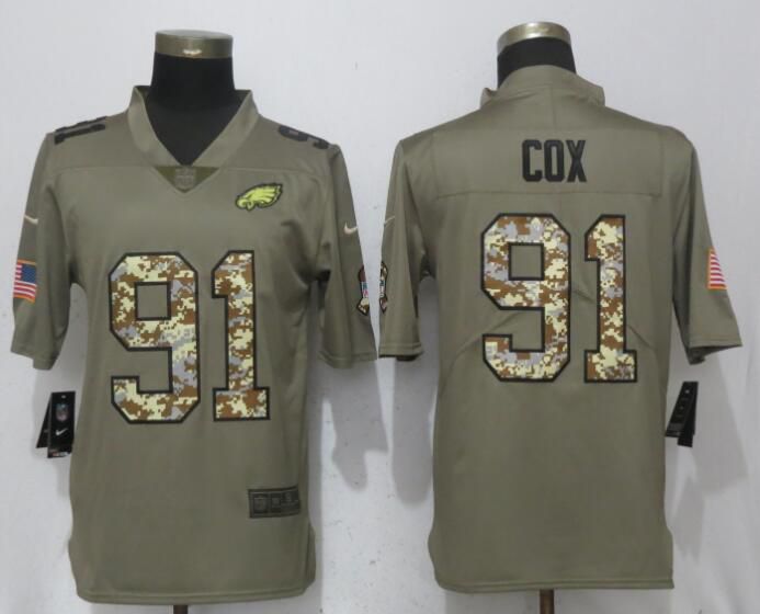 Men Philadelphia Eagles #91 Cox Olive Camo Carson Salute to Service Nike Limited NFL Jerseys->san francisco 49ers->NFL Jersey